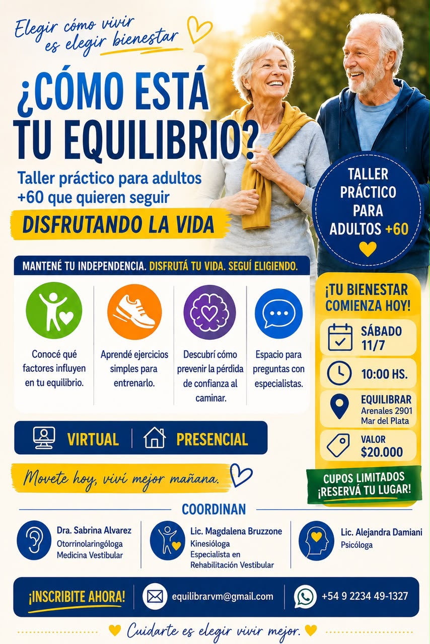 Taller práctico para adultos mayores sobre equilibrio